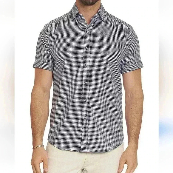 Robert Graham Howells Tailored-Fit Houndstooth Shirt Navy Size XL $158 - Picture 1 of 6